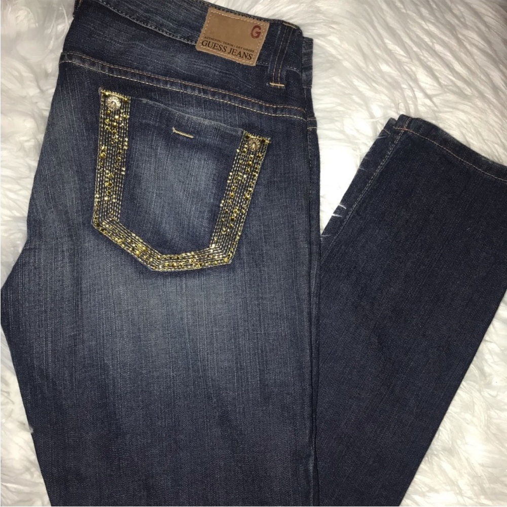 GUESS Women's Denim Jeans with Gold Details - Picture 2 of 2